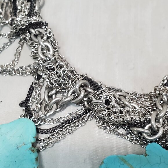 Banana Republic silver chain turquoise stone necklace - Picture 7 of 8
